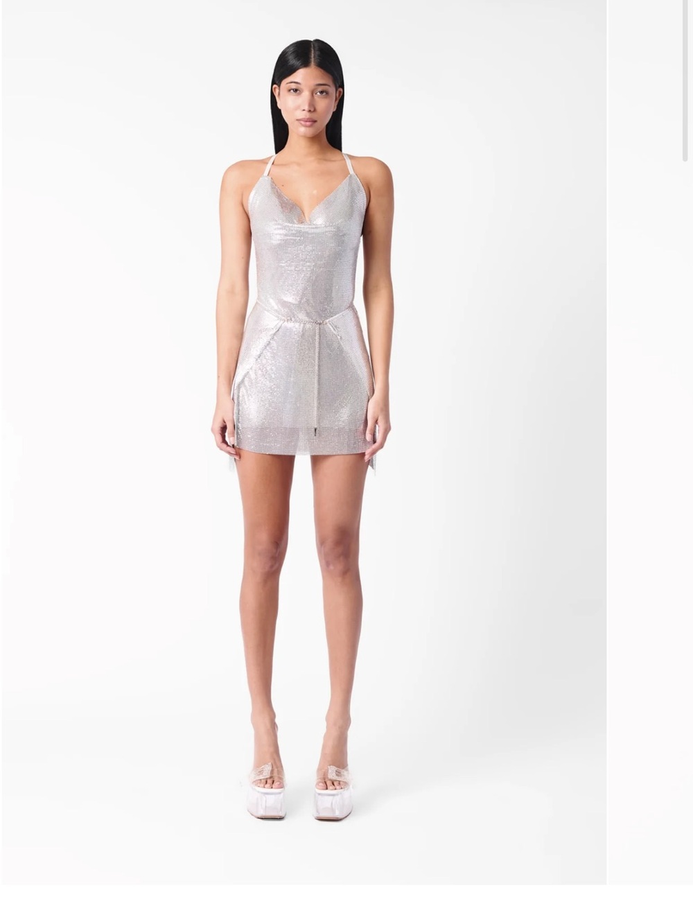 RARE - POSTER GIRL Green Metallic Halter Mini Dress
